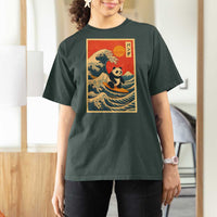 Panda Surfing Japanese T Shirt For Women Vintage Great Wave Off Kanagawa Anime Kawaii - Wonder Print Shop