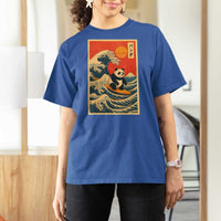 Panda Surfing Japanese T Shirt For Women Vintage Great Wave Off Kanagawa Anime Kawaii - Wonder Print Shop