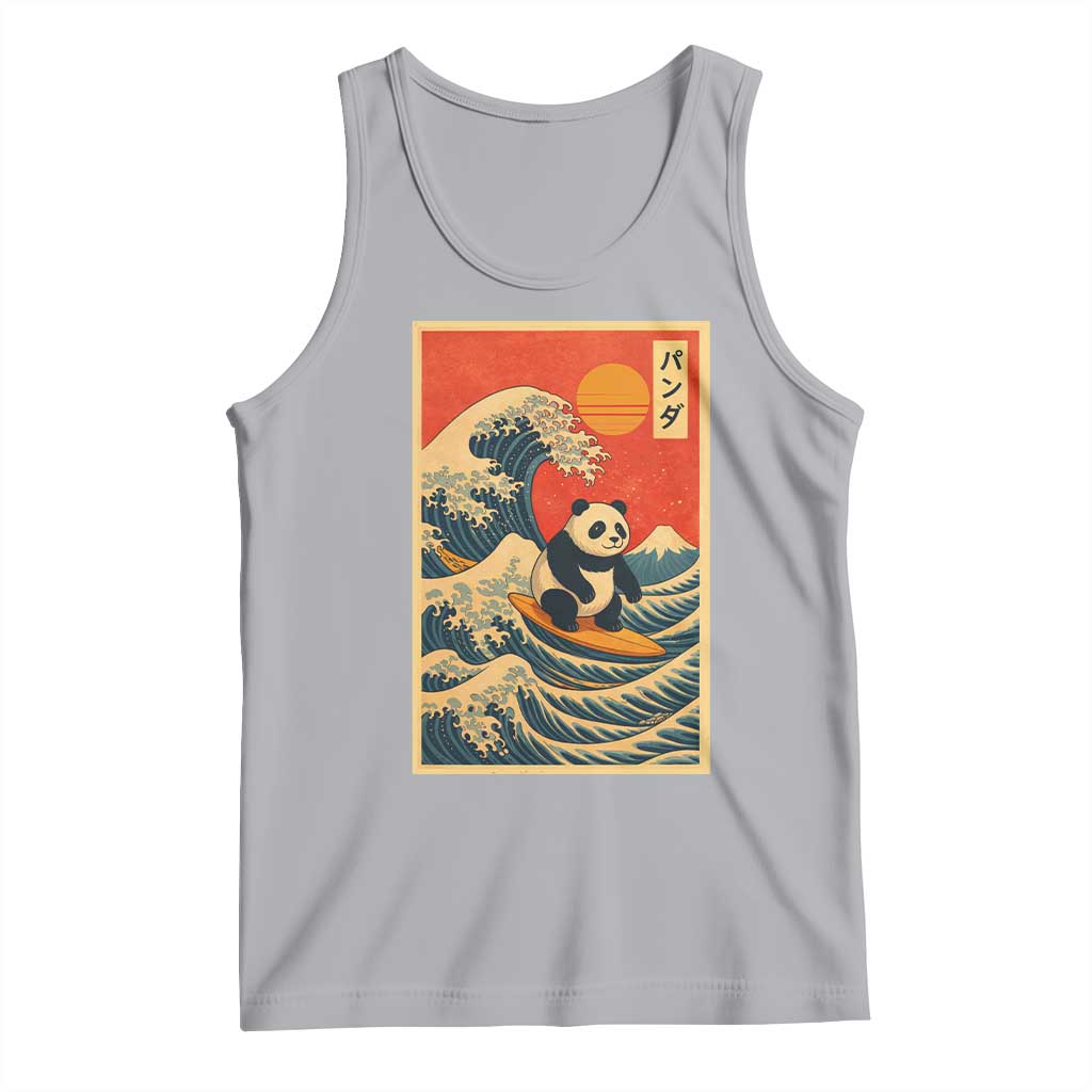 Panda Surfing Japanese Tank Top Vintage Great Wave Off Kanagawa Anime Kawaii - Wonder Print Shop