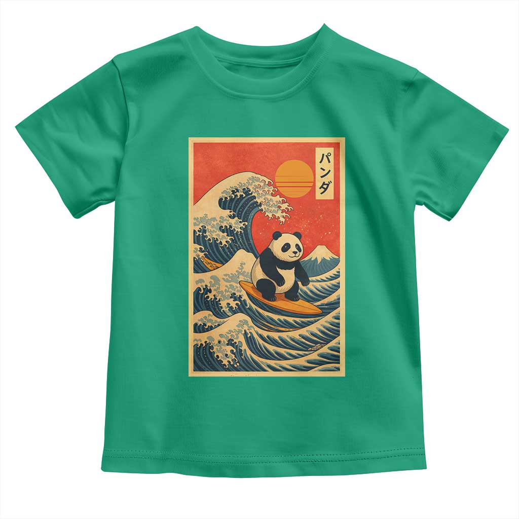 Panda Surfing Japanese Toddler T Shirt Vintage Great Wave Off Kanagawa Anime Kawaii - Wonder Print Shop