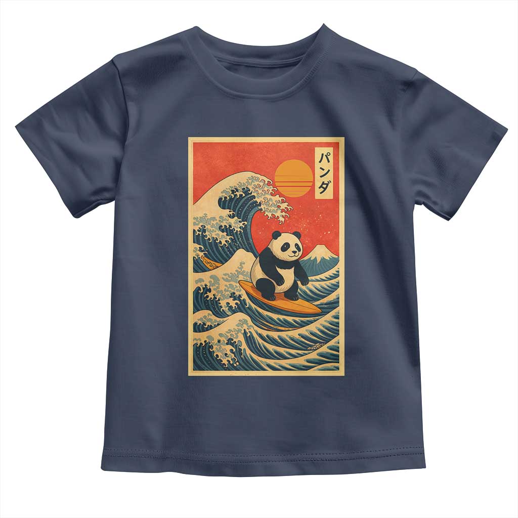 Panda Surfing Japanese Toddler T Shirt Vintage Great Wave Off Kanagawa Anime Kawaii - Wonder Print Shop
