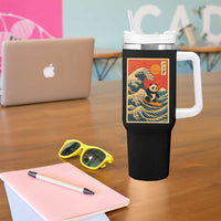 Panda Surfing Japanese Tumbler With Handle Vintage Great Wave Off Kanagawa Anime Kawaii - Wonder Print Shop