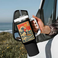 Panda Surfing Japanese Tumbler With Handle Vintage Great Wave Off Kanagawa Anime Kawaii - Wonder Print Shop