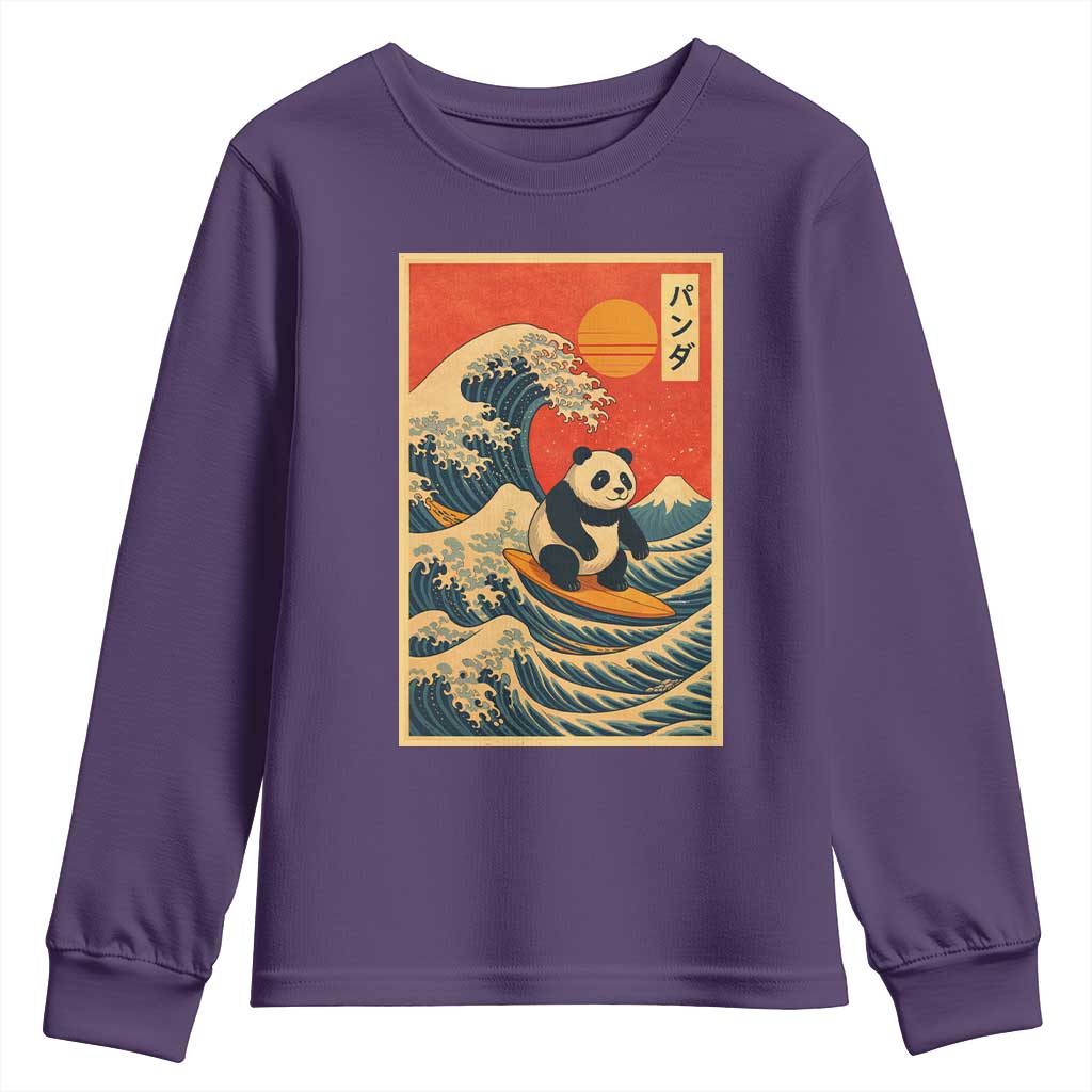Panda Surfing Japanese Youth Sweatshirt Vintage Great Wave Off Kanagawa Anime Kawaii - Wonder Print Shop