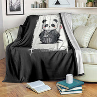Kawaii Anime Samurai Panda Throw Blanket Vintage Sumi-e Japanese Art Funny Panda Lovers - Wonder Print Shop