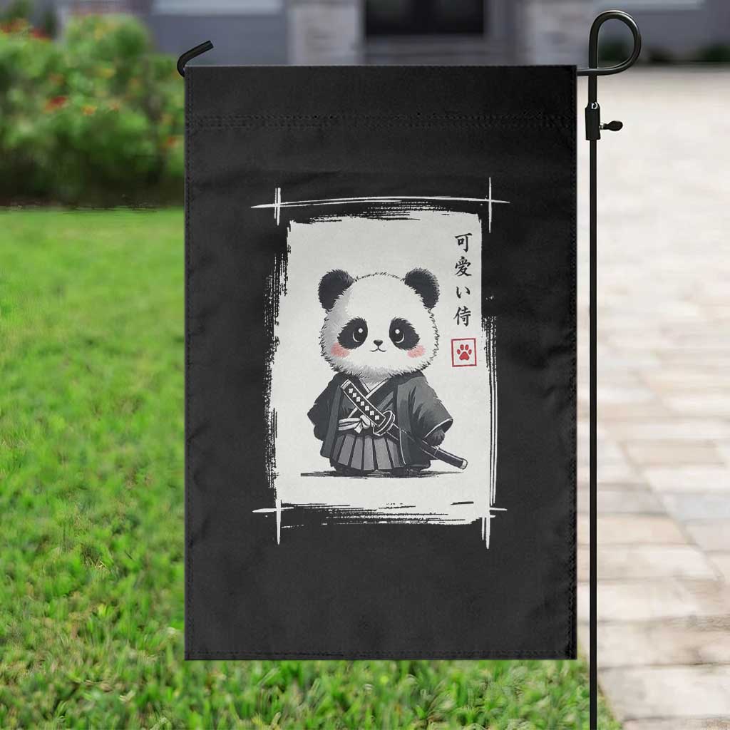 Kawaii Anime Samurai Panda Garden Flag Vintage Sumi-e Japanese Art Funny Panda Lovers - Wonder Print Shop