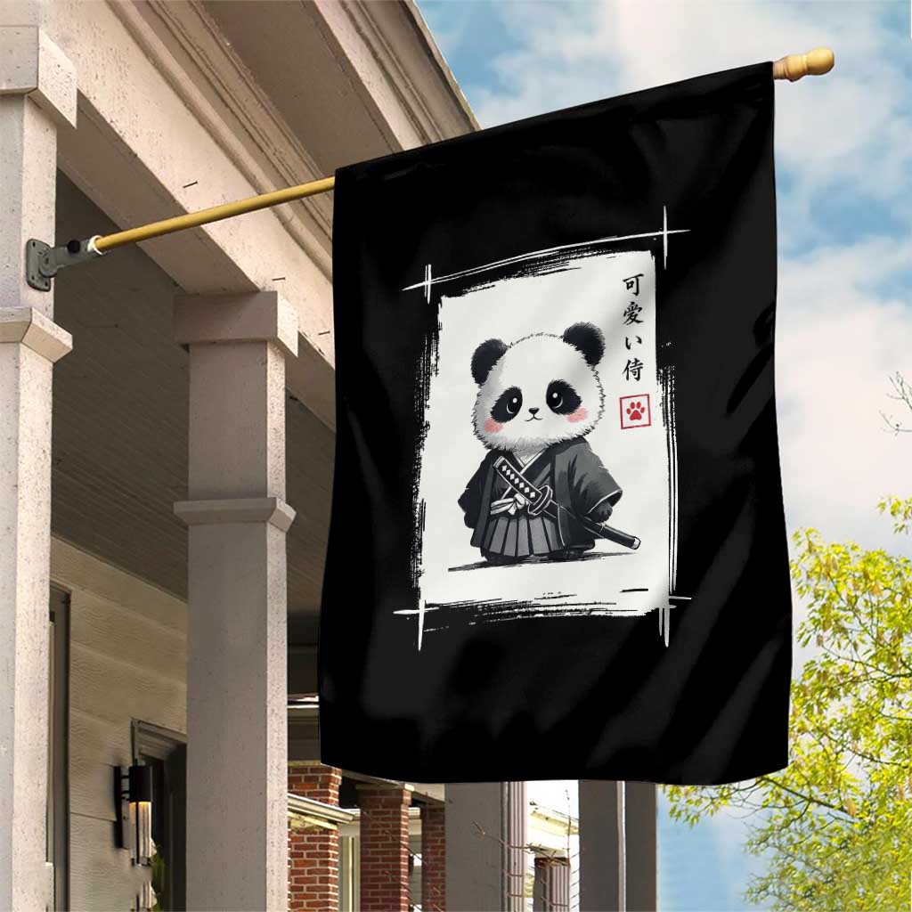 Kawaii Anime Samurai Panda Garden Flag Vintage Sumi-e Japanese Art Funny Panda Lovers - Wonder Print Shop