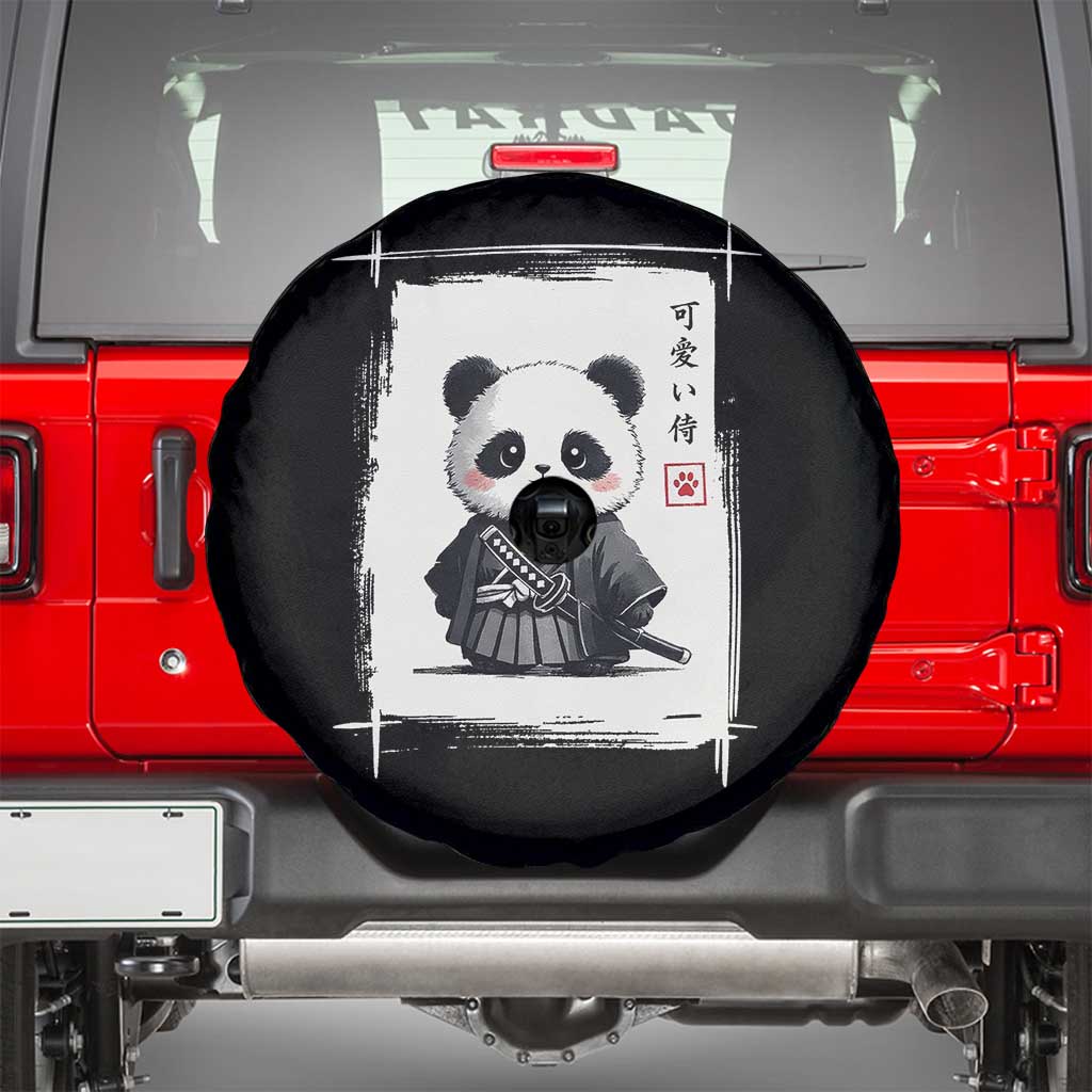 Kawaii Anime Samurai Panda Spare Tire Cover Vintage Sumi-e Japanese Art Funny Panda Lovers - Wonder Print Shop