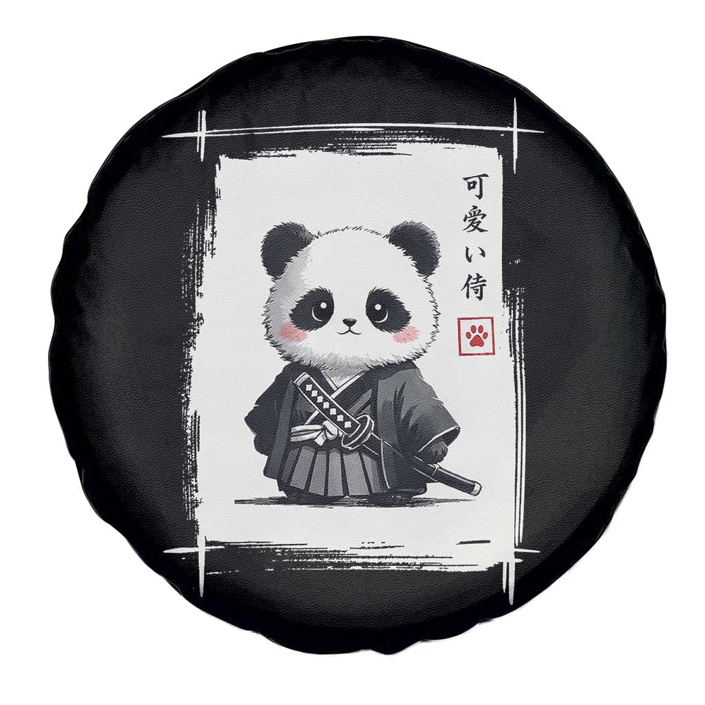 Kawaii Anime Samurai Panda Spare Tire Cover Vintage Sumi-e Japanese Art Funny Panda Lovers - Wonder Print Shop