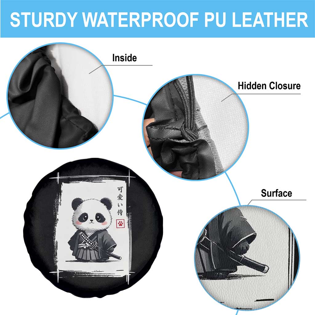 Kawaii Anime Samurai Panda Spare Tire Cover Vintage Sumi-e Japanese Art Funny Panda Lovers - Wonder Print Shop