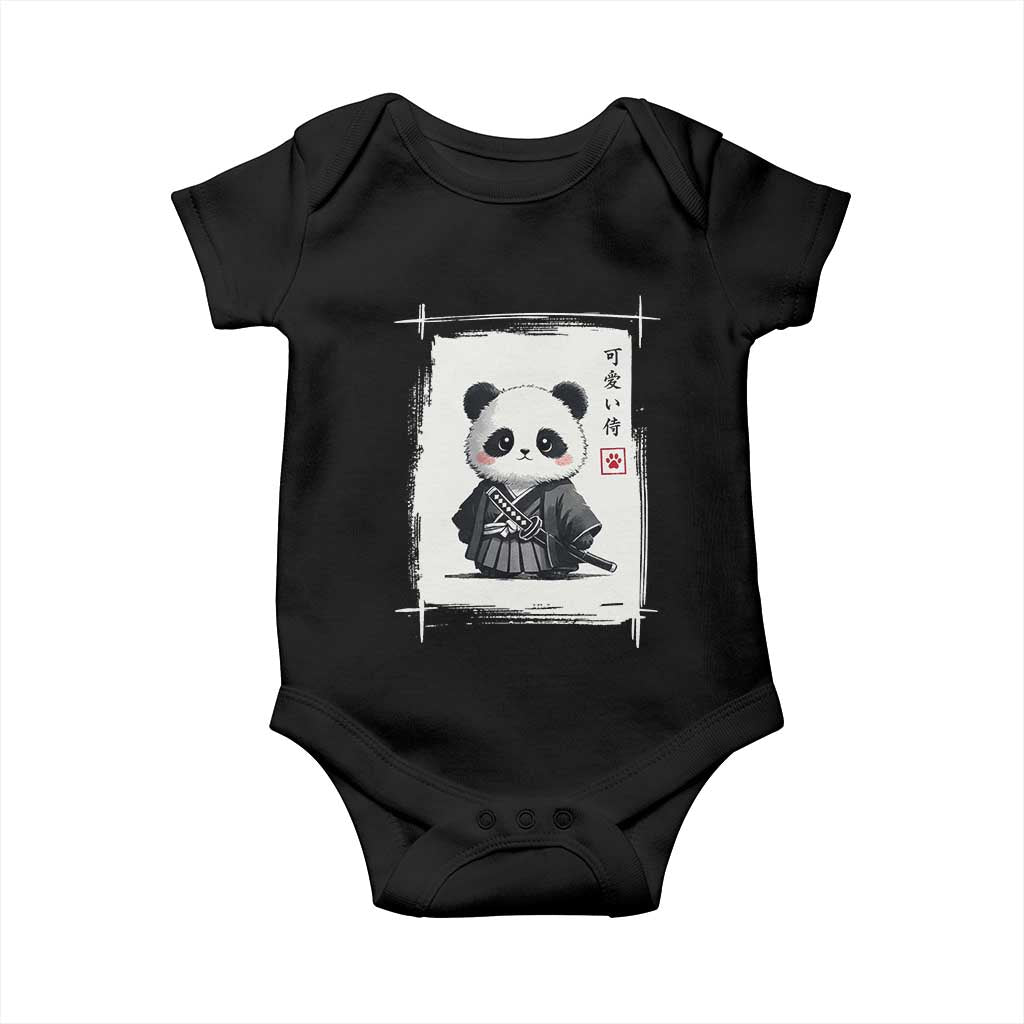 Kawaii Anime Samurai Panda Baby Onesie Vintage Sumi-e Japanese Art Funny Panda Lovers - Wonder Print Shop