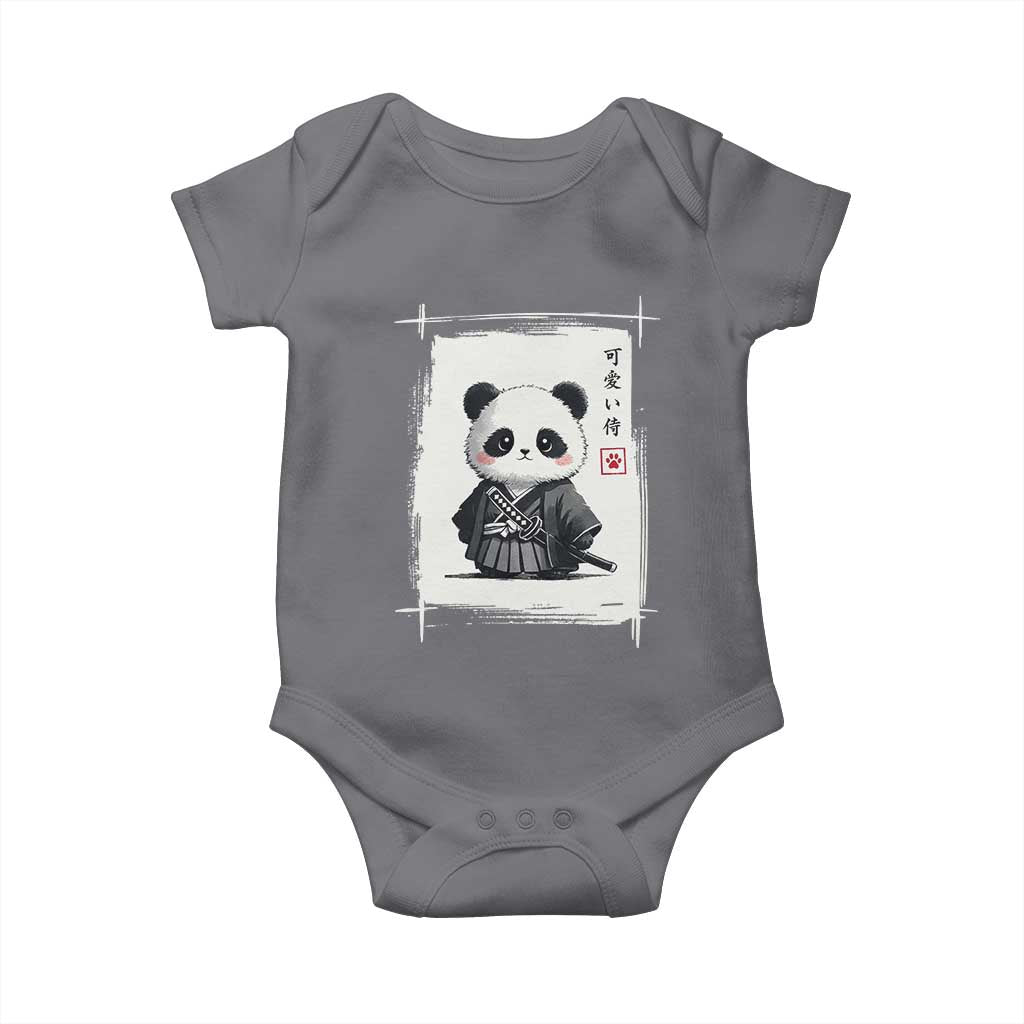 Kawaii Anime Samurai Panda Baby Onesie Vintage Sumi-e Japanese Art Funny Panda Lovers - Wonder Print Shop