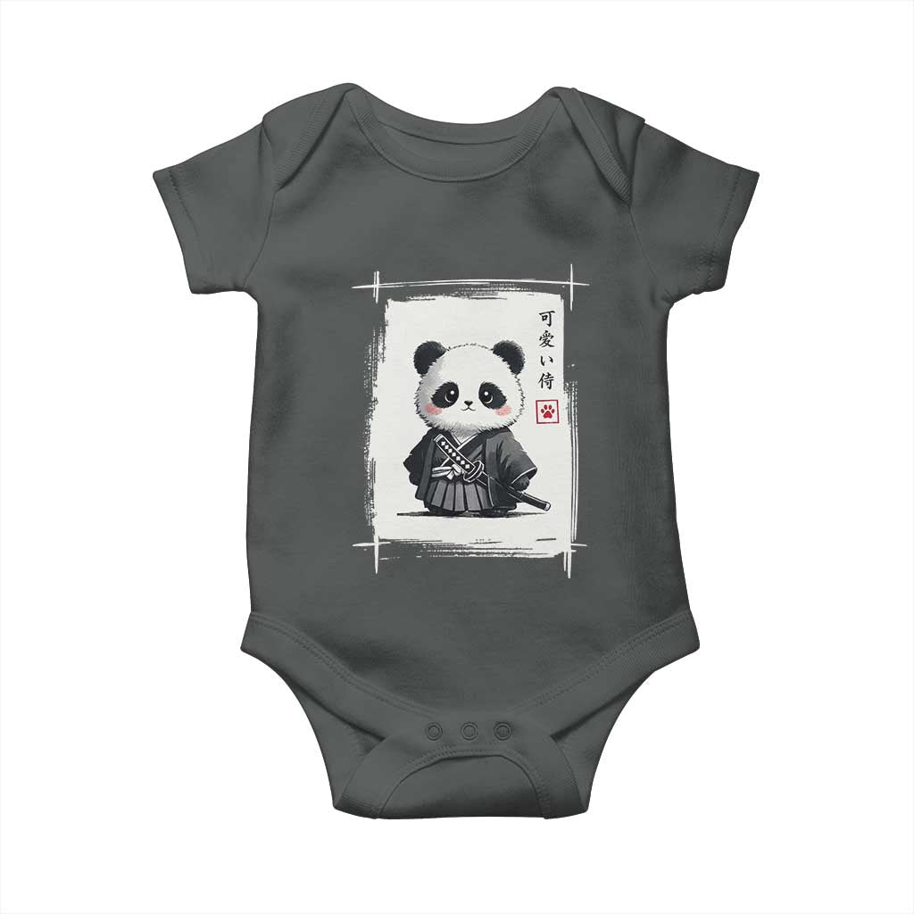 Kawaii Anime Samurai Panda Baby Onesie Vintage Sumi-e Japanese Art Funny Panda Lovers - Wonder Print Shop