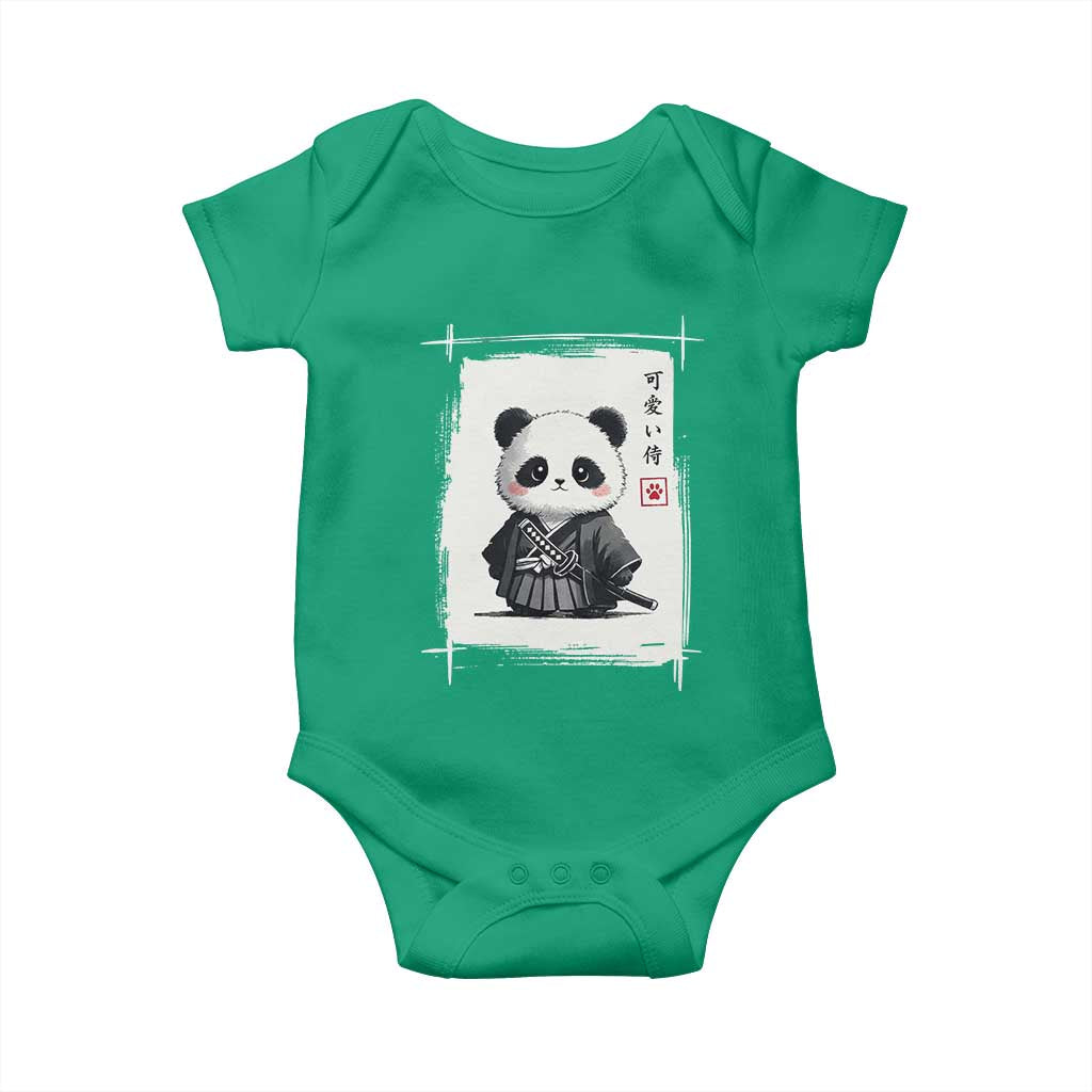 Kawaii Anime Samurai Panda Baby Onesie Vintage Sumi-e Japanese Art Funny Panda Lovers - Wonder Print Shop