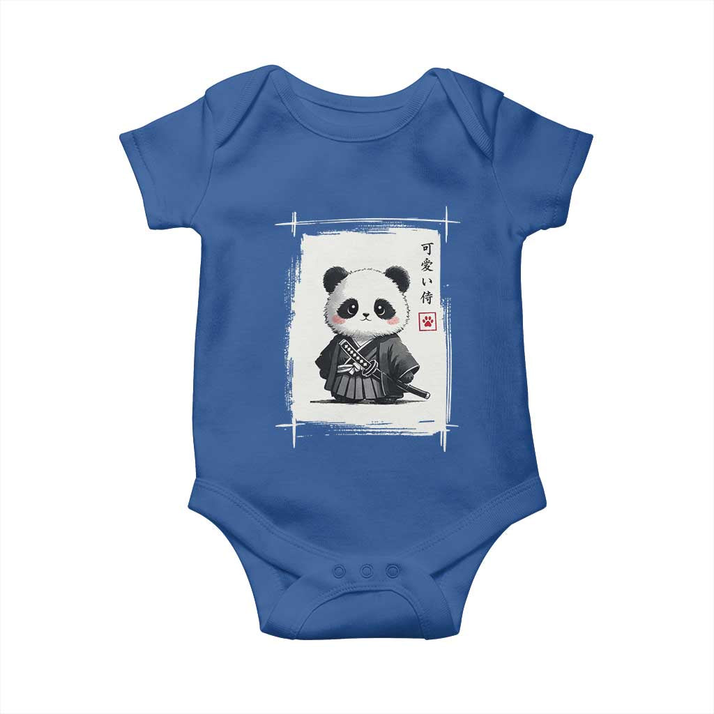 Kawaii Anime Samurai Panda Baby Onesie Vintage Sumi-e Japanese Art Funny Panda Lovers - Wonder Print Shop