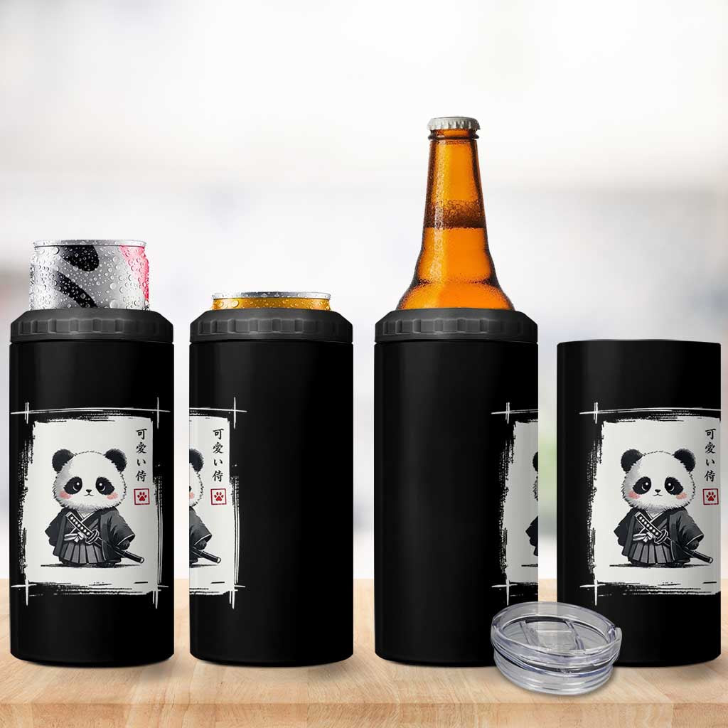 Kawaii Anime Samurai Panda 4 in 1 Can Cooler Tumbler Vintage Sumi-e Japanese Art Funny Panda Lovers - Wonder Print Shop