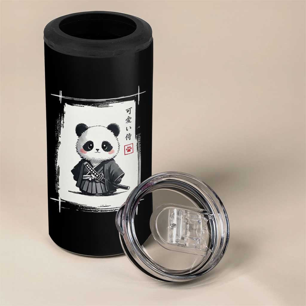 Kawaii Anime Samurai Panda 4 in 1 Can Cooler Tumbler Vintage Sumi-e Japanese Art Funny Panda Lovers - Wonder Print Shop