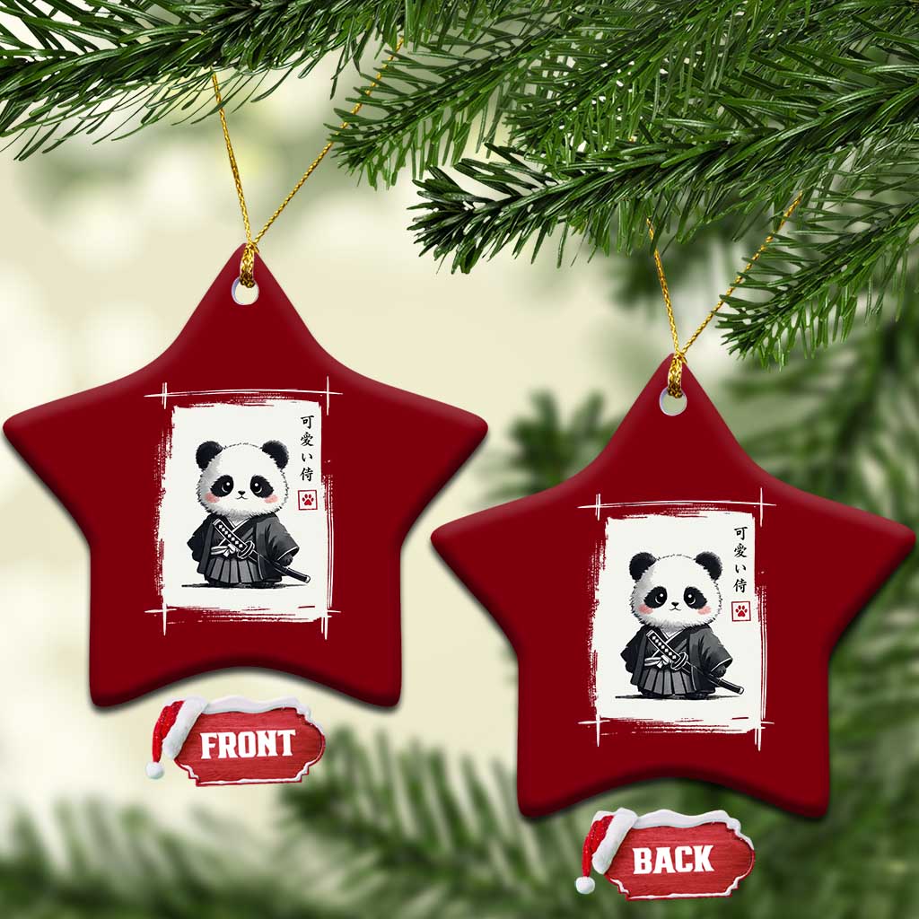 Kawaii Anime Samurai Panda Ceramic Ornament Vintage Sumi-e Japanese Art Funny Panda Lovers - Wonder Print Shop