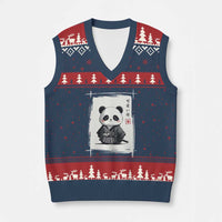 Kawaii Anime Samurai Panda V-Neck Knit Sweater Vest Vintage Sumi-e Japanese Art Funny Panda Lovers - Wonder Print Shop