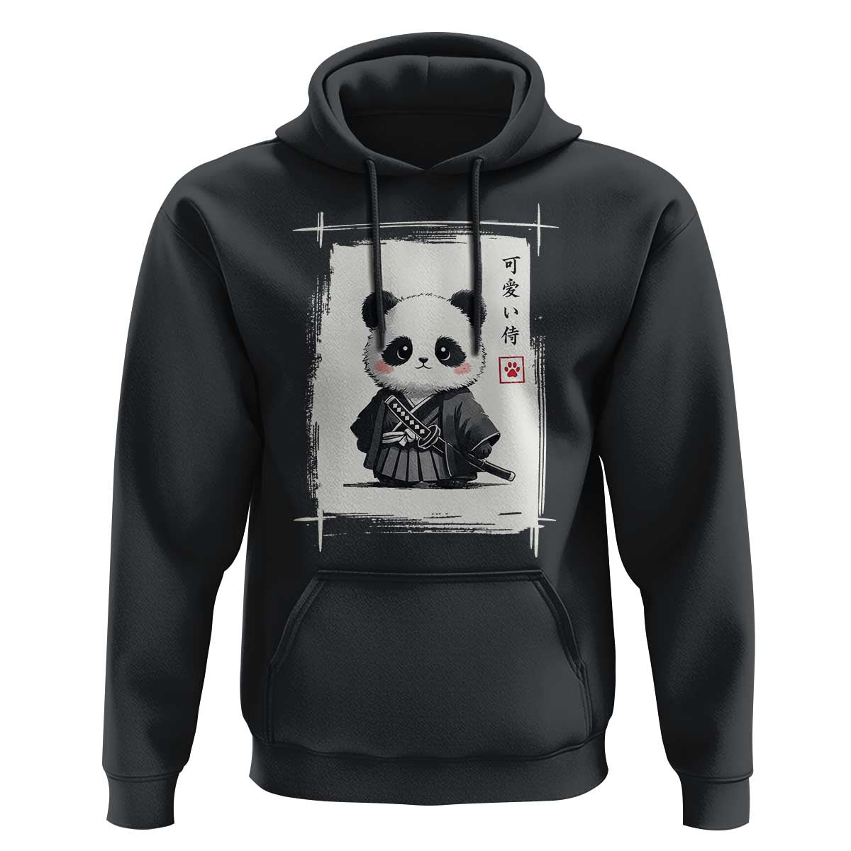 Kawaii Anime Samurai Panda Hoodie Vintage Sumi-e Japanese Art Funny Panda Lovers - Wonder Print Shop