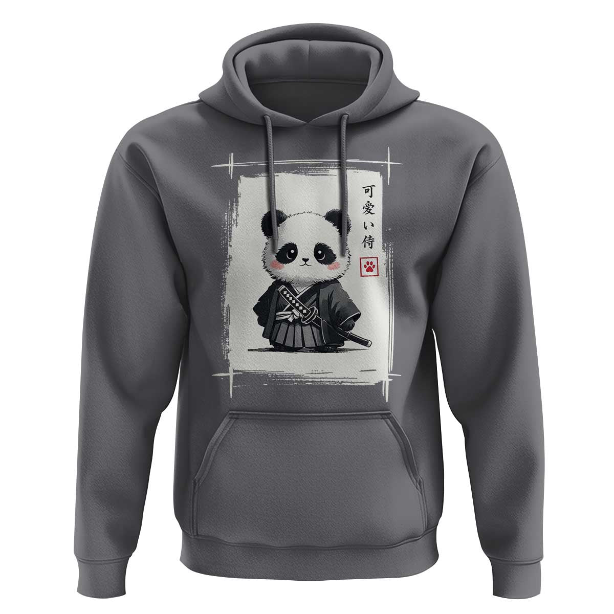 Kawaii Anime Samurai Panda Hoodie Vintage Sumi-e Japanese Art Funny Panda Lovers - Wonder Print Shop