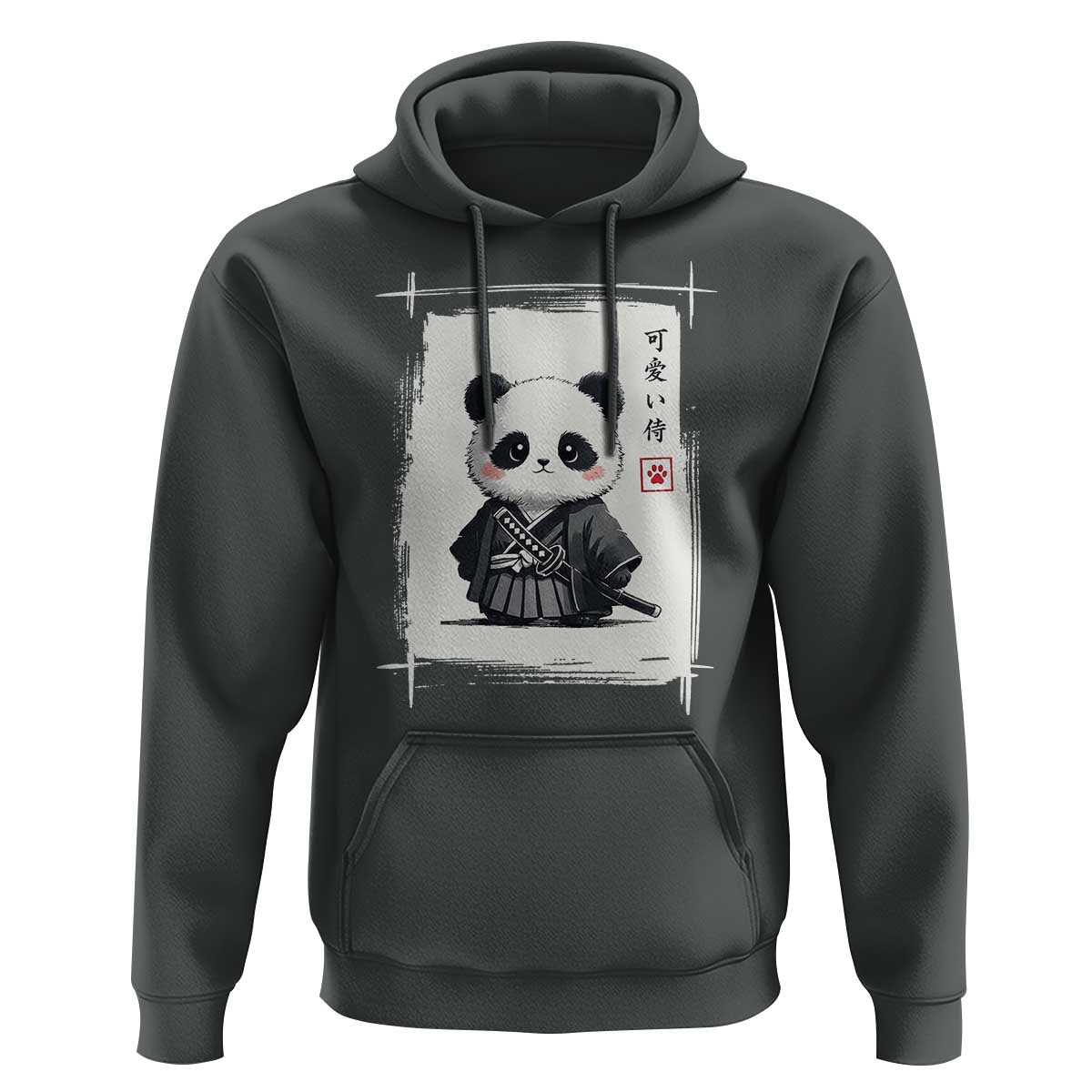 Kawaii Anime Samurai Panda Hoodie Vintage Sumi-e Japanese Art Funny Panda Lovers - Wonder Print Shop