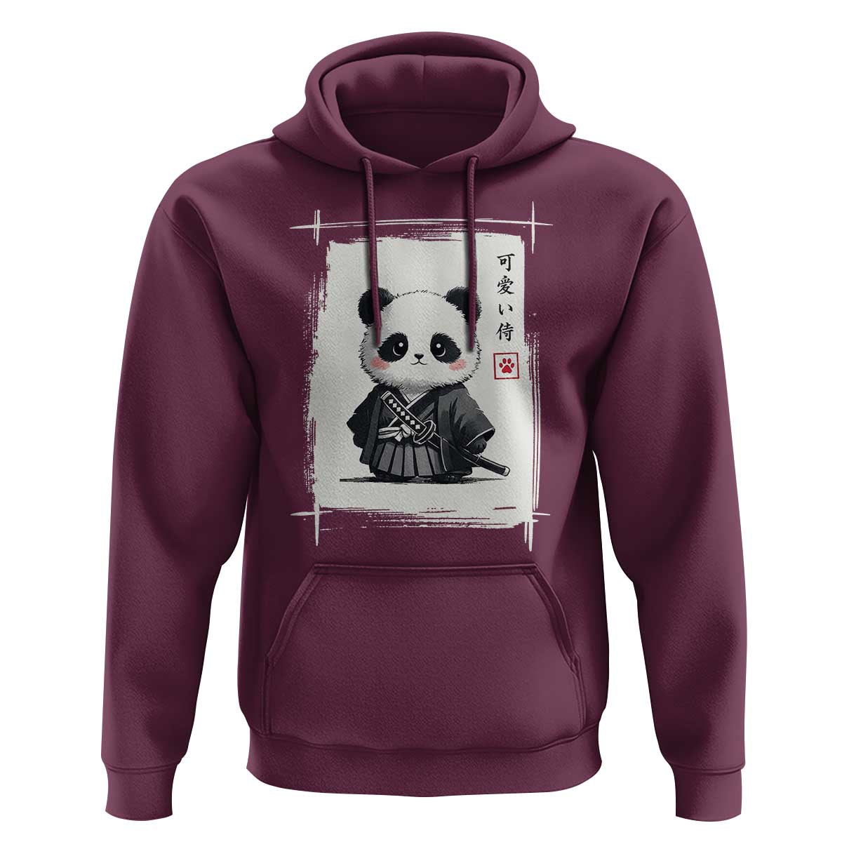 Kawaii Anime Samurai Panda Hoodie Vintage Sumi-e Japanese Art Funny Panda Lovers - Wonder Print Shop