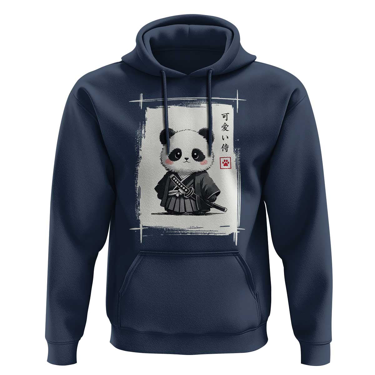 Kawaii Anime Samurai Panda Hoodie Vintage Sumi-e Japanese Art Funny Panda Lovers - Wonder Print Shop