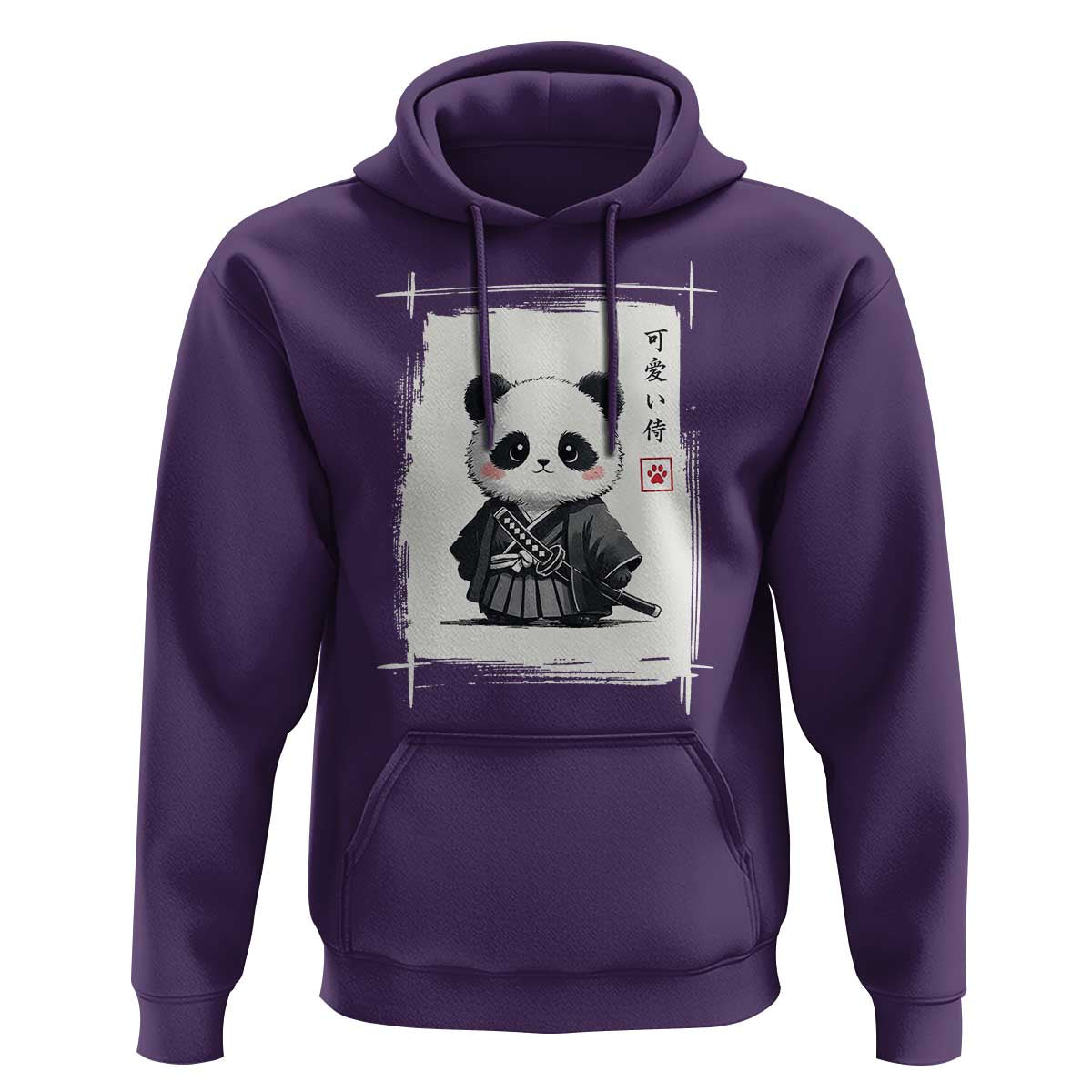 Kawaii Anime Samurai Panda Hoodie Vintage Sumi-e Japanese Art Funny Panda Lovers - Wonder Print Shop