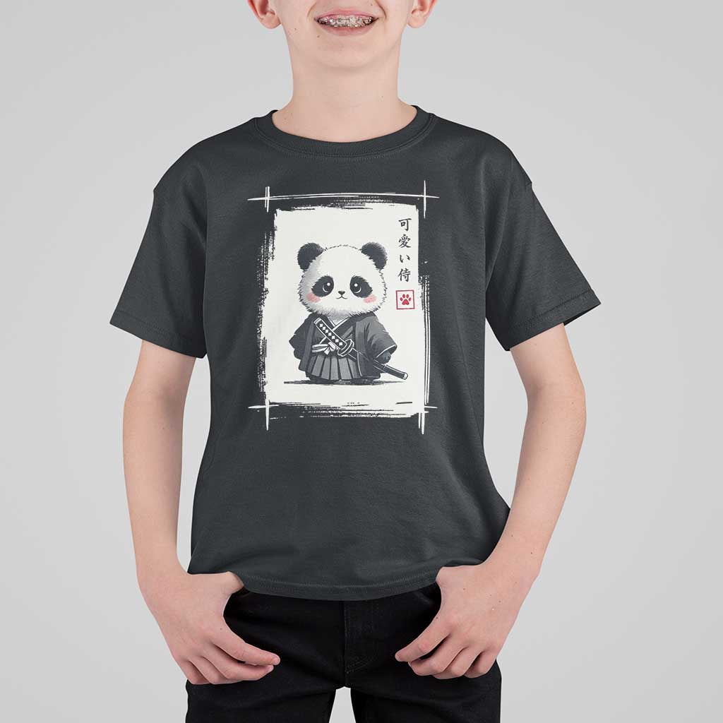 Kawaii Anime Samurai Panda T Shirt For Kid Vintage Sumi-e Japanese Art Funny Panda Lovers - Wonder Print Shop