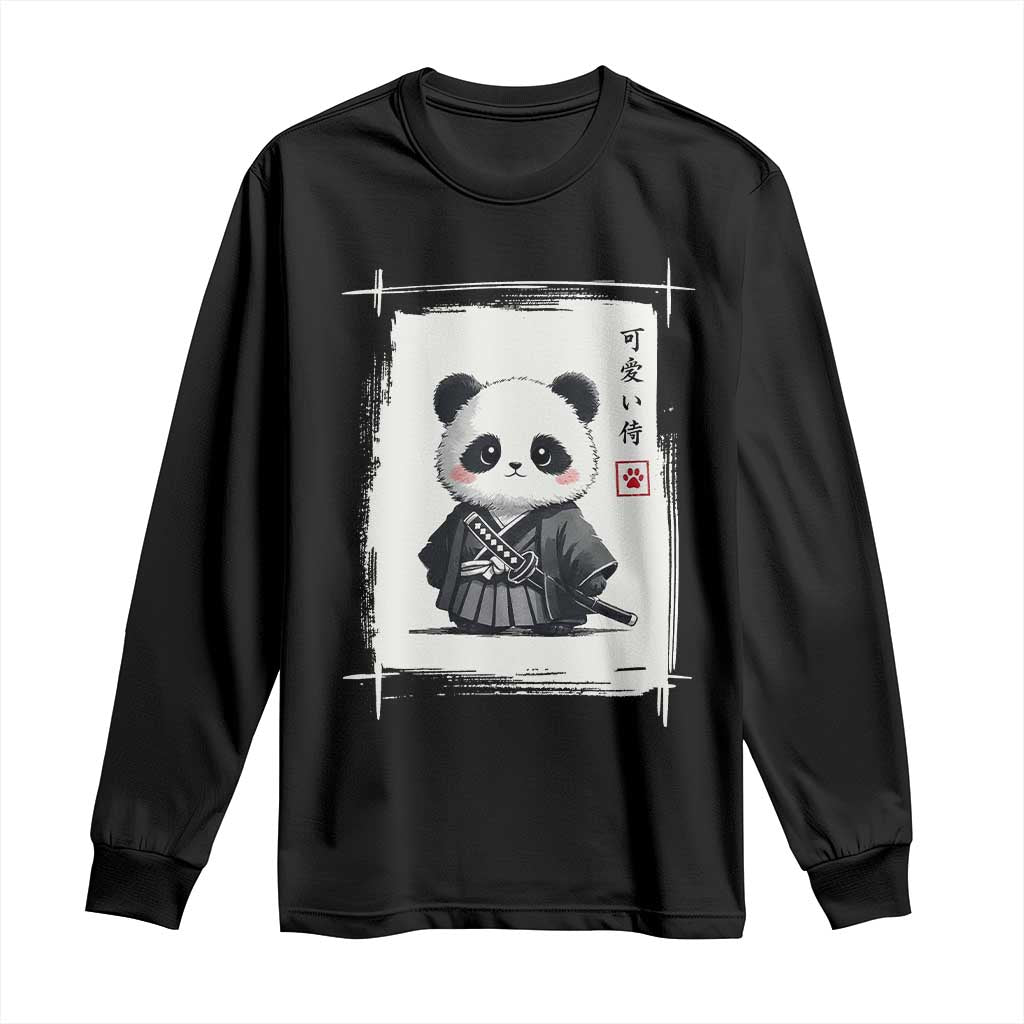 Kawaii Anime Samurai Panda Long Sleeve Shirt Vintage Sumi-e Japanese Art Funny Panda Lovers - Wonder Print Shop
