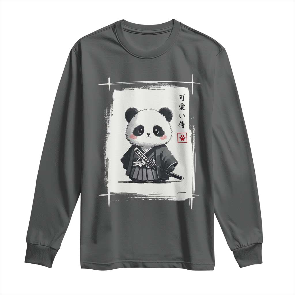 Kawaii Anime Samurai Panda Long Sleeve Shirt Vintage Sumi-e Japanese Art Funny Panda Lovers - Wonder Print Shop