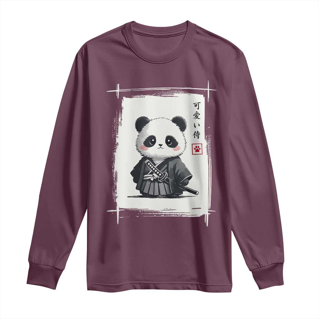 Kawaii Anime Samurai Panda Long Sleeve Shirt Vintage Sumi-e Japanese Art Funny Panda Lovers - Wonder Print Shop