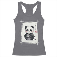 Kawaii Anime Samurai Panda Racerback Tank Top Vintage Sumi-e Japanese Art Funny Panda Lovers - Wonder Print Shop