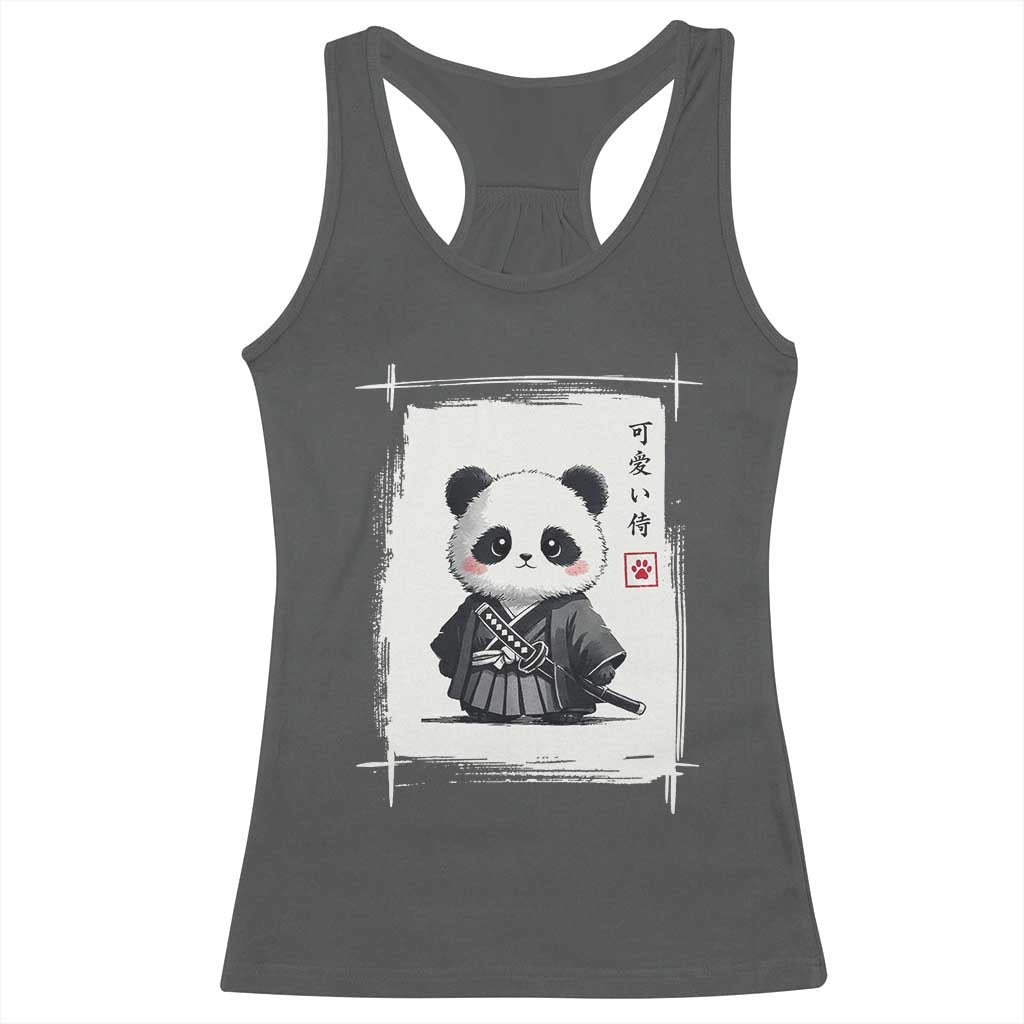 Kawaii Anime Samurai Panda Racerback Tank Top Vintage Sumi-e Japanese Art Funny Panda Lovers - Wonder Print Shop
