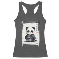 Kawaii Anime Samurai Panda Racerback Tank Top Vintage Sumi-e Japanese Art Funny Panda Lovers - Wonder Print Shop