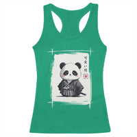 Kawaii Anime Samurai Panda Racerback Tank Top Vintage Sumi-e Japanese Art Funny Panda Lovers - Wonder Print Shop