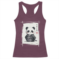 Kawaii Anime Samurai Panda Racerback Tank Top Vintage Sumi-e Japanese Art Funny Panda Lovers - Wonder Print Shop