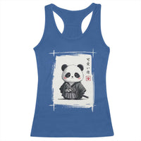 Kawaii Anime Samurai Panda Racerback Tank Top Vintage Sumi-e Japanese Art Funny Panda Lovers - Wonder Print Shop