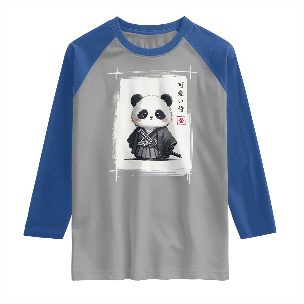 Kawaii Anime Samurai Panda Raglan Shirt Vintage Sumi-e Japanese Art Funny Panda Lovers - Wonder Print Shop