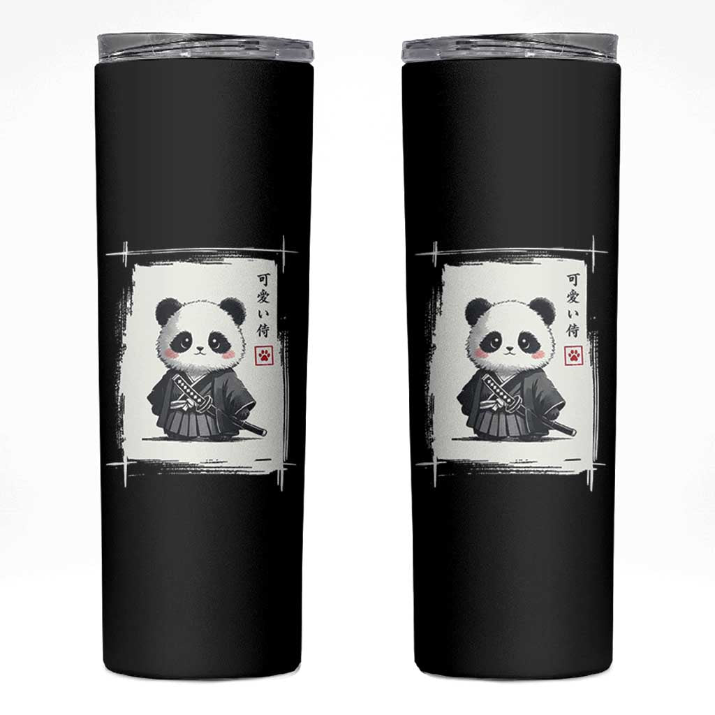 Kawaii Anime Samurai Panda Skinny Tumbler Vintage Sumi-e Japanese Art Funny Panda Lovers - Wonder Print Shop