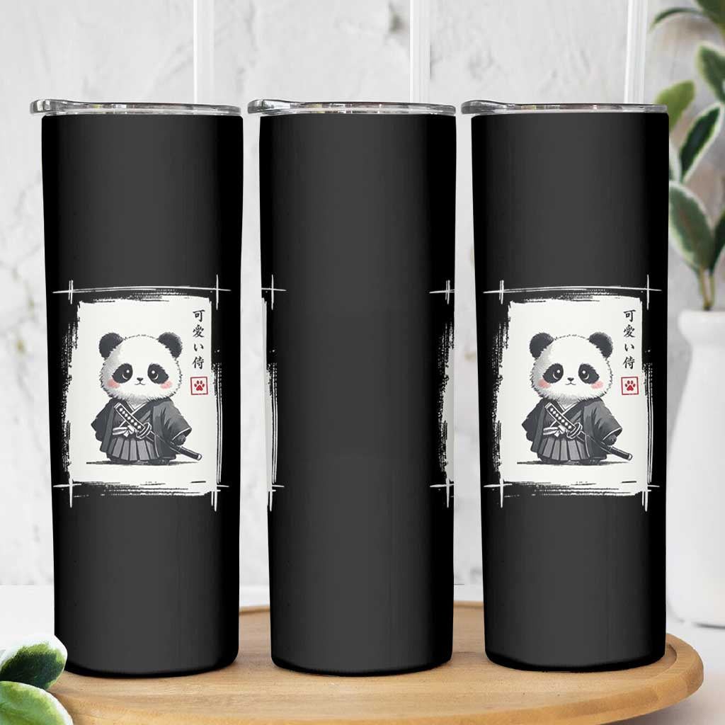 Kawaii Anime Samurai Panda Skinny Tumbler Vintage Sumi-e Japanese Art Funny Panda Lovers - Wonder Print Shop