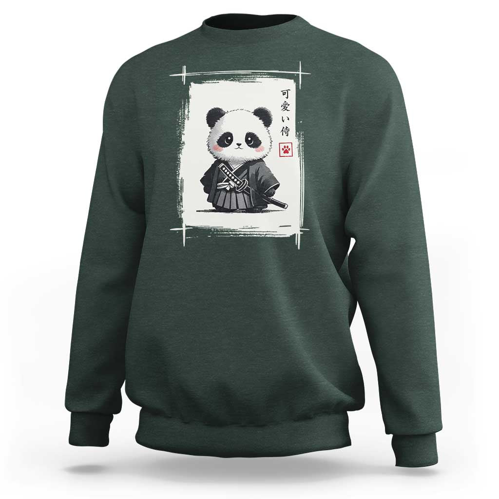 Kawaii Anime Samurai Panda Sweatshirt Vintage Sumi-e Japanese Art Funny Panda Lovers - Wonder Print Shop