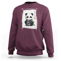 Kawaii Anime Samurai Panda Sweatshirt Vintage Sumi-e Japanese Art Funny Panda Lovers - Wonder Print Shop
