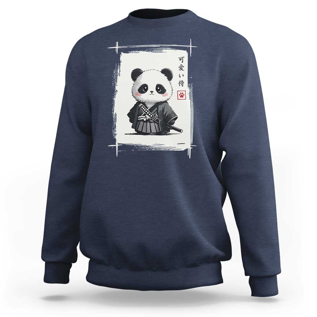 Kawaii Anime Samurai Panda Sweatshirt Vintage Sumi-e Japanese Art Funny Panda Lovers - Wonder Print Shop