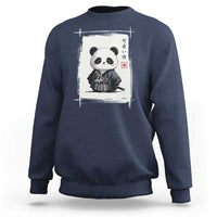 Kawaii Anime Samurai Panda Sweatshirt Vintage Sumi-e Japanese Art Funny Panda Lovers - Wonder Print Shop
