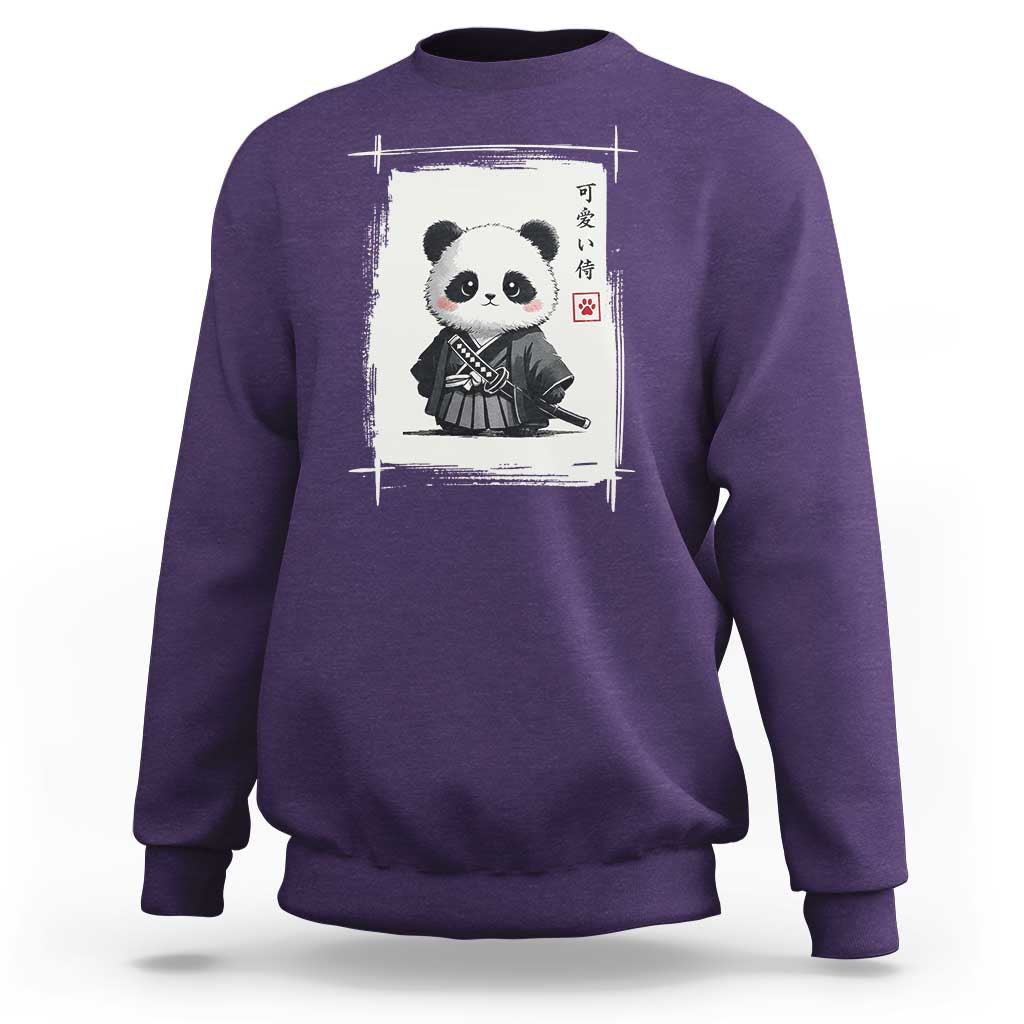 Kawaii Anime Samurai Panda Sweatshirt Vintage Sumi-e Japanese Art Funny Panda Lovers - Wonder Print Shop