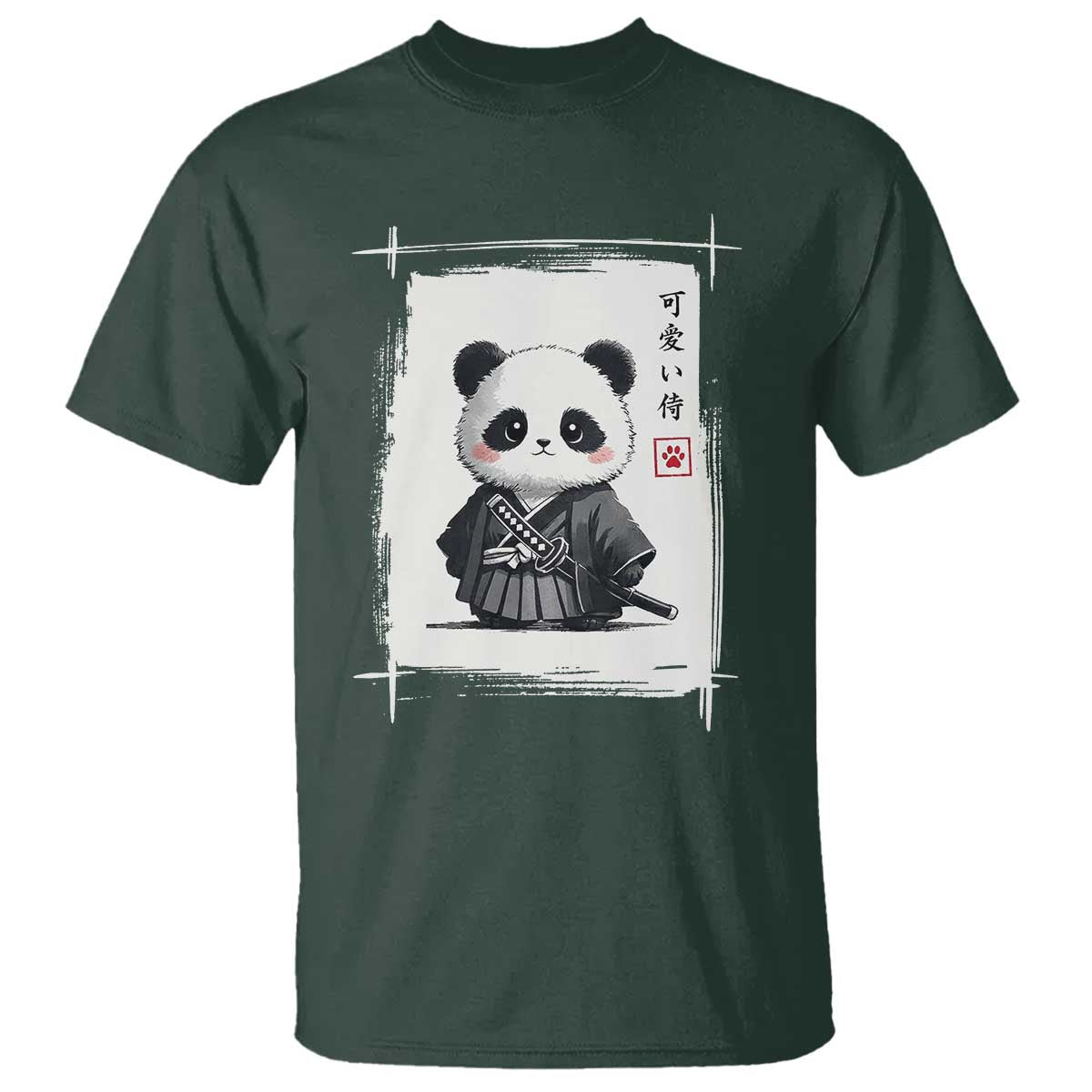 Kawaii Anime Samurai Panda T Shirt Vintage Sumi-e Japanese Art Funny Panda Lovers - Wonder Print Shop