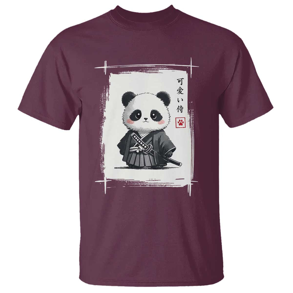 Kawaii Anime Samurai Panda T Shirt Vintage Sumi-e Japanese Art Funny Panda Lovers - Wonder Print Shop