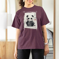 Kawaii Anime Samurai Panda T Shirt For Women Vintage Sumi-e Japanese Art Funny Panda Lovers - Wonder Print Shop